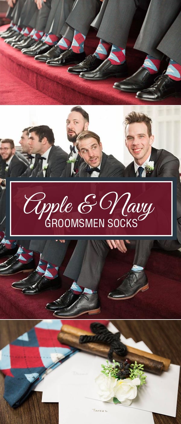 Apple and Navy Groomsmen Socks