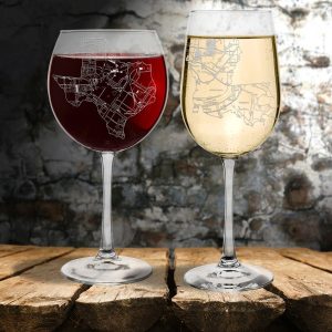 City Etched Wine glass